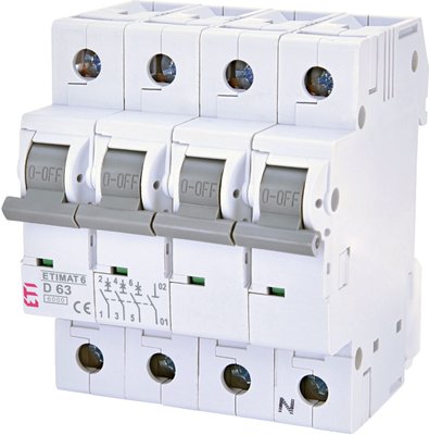 Автоматичний вимикач (Автомат) ETI ETIMAT 6 3p+N D 63A (6kA) 2165522 2165522 фото