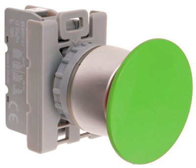 Кнопка грибок Зелений 1 NC. кільце захисне Spamel SP22-DZ-01/. SP22-DZ-01 фото