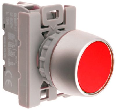 Кнопка врізна 22мм Червона 1 NC кільце захисне Spamel SP22-KC-01/. SP22-KC-01 фото