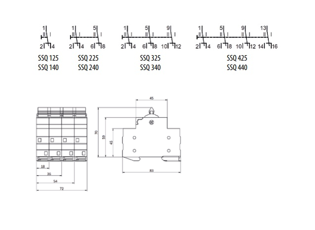 Перемикач вводу резерву 1-0-2  генератора мережа ETI SSQ225, I-0-2 2-пол., 25А/230В  /2421424 2421424 фото