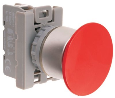 Кнопка грибок Червона 2 NO кільце захисне Spamel SP22-DC-20/. SP22-DC-20 фото