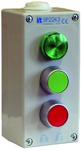 Пост управління 3-х кнопковий пиле-масло-водонепроникний з кнопками LB, KC, KZ I 2 сальника M20 230V Spamel SP22K3/07-2 SP22K3/07-2 фото