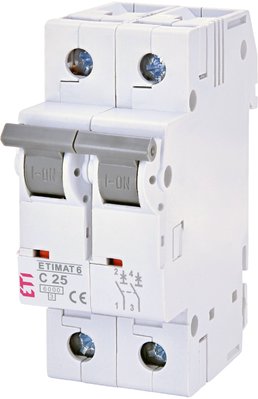 Автоматический выключатель ETI ETIMAT 6 2p С 25А (6 kA) 2143518 2143518 фото