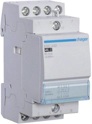 Модульный контактор Hager ESC442, 220В/40А,2НВ+2НЗ,3м ESC442 фото