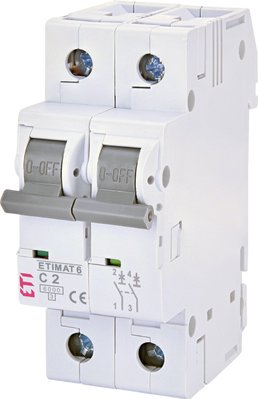 Автоматический выключатель ETI ETIMAT 6 2p С 2А (6 kA) 2143508 2143508 фото