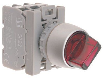 Перемикач 3-пол. Контакт Червона 2NO з підсвіткою. AC (24V-230V), DC (24V-110V) Spamel SP22-P3L.C-20-LED.UN/AC/DC SP22-P3L.C-20-LED.UN/AC/DC фото