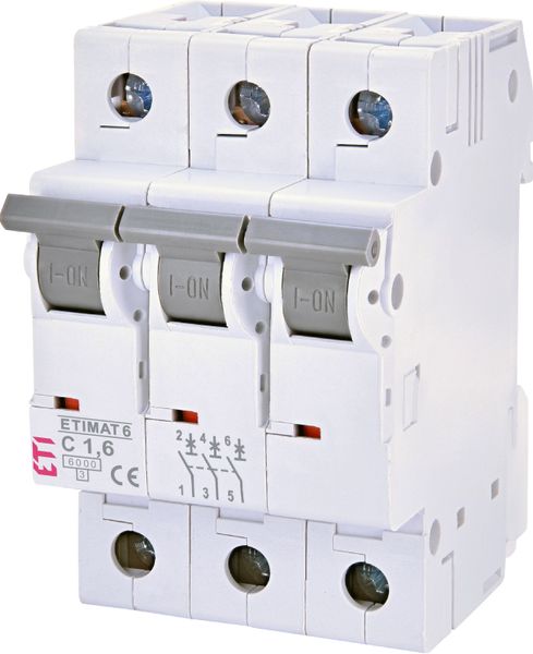 Автоматичний вимикач (Автомат) ETI ETIMAT 6 3p С 1,6А (6 kA) 2145507 2145507 фото