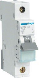 Автоматический выключатель Hager MB110A, 10А, 1п, B, 6кА MB110A фото