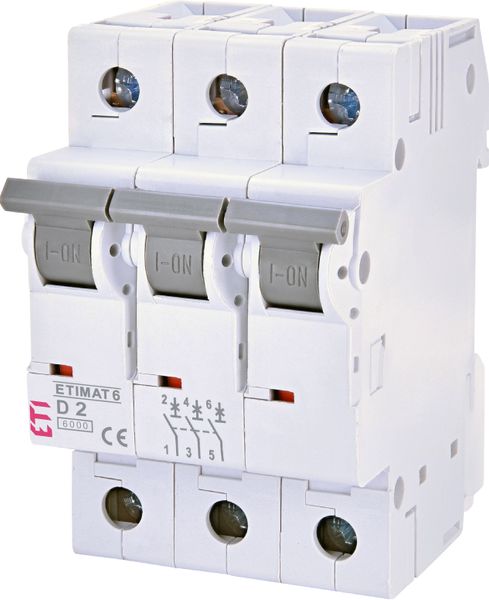 Автоматичний вимикач (Автомат) ETI ETIMAT 6 3p D 2А (6 kA) 2164508 2164508 фото