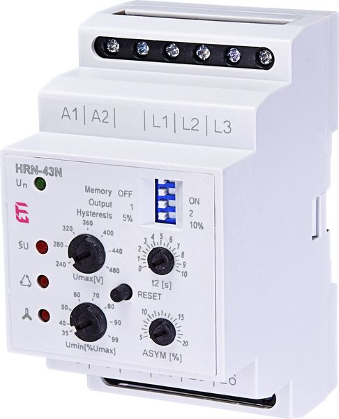 Реле контроля напряжения ETI HRN-43N 400V AC (2×16А) с нейтралью 2471430 2471430 фото