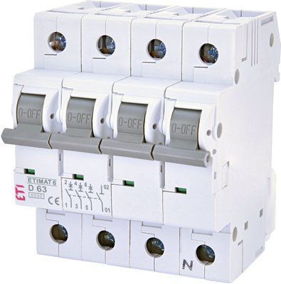 Автоматический выключатель ETI ETIMAT 6 3p+N D 63A (6kA) 2165522 2165522 фото