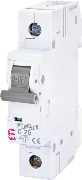 Автоматический выключатель ETI ETIMAT 6 1p С 25А (6 kA) 2141518 2141518 фото