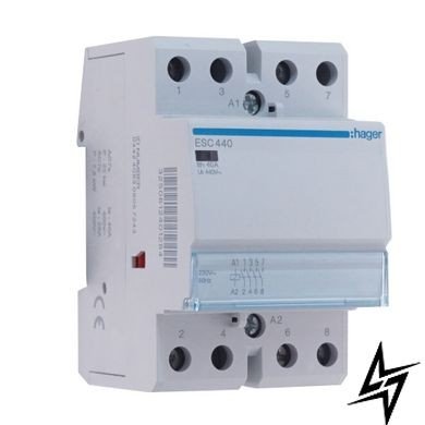Безшумний контактор 40A ESC440S (4НО, 230В) 3м Hager 40A ESC440S (4НО, 230В) 3м Hager фото