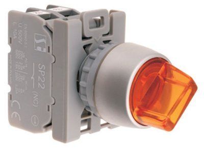 Перемикач 3-пол. Контакт Жовтий.2NO з підсвіткою. AC (24V-230V), DC (24V-110V) Spamel SP22-P3L.G-20-LED.UN/AC/DC SP22-P3L.G-20-LED.UN/AC/DC фото