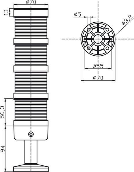 Светодиодная сигнальная колонна Spamel LT70\4-24V диаметр 70 мм LT704-230V фото