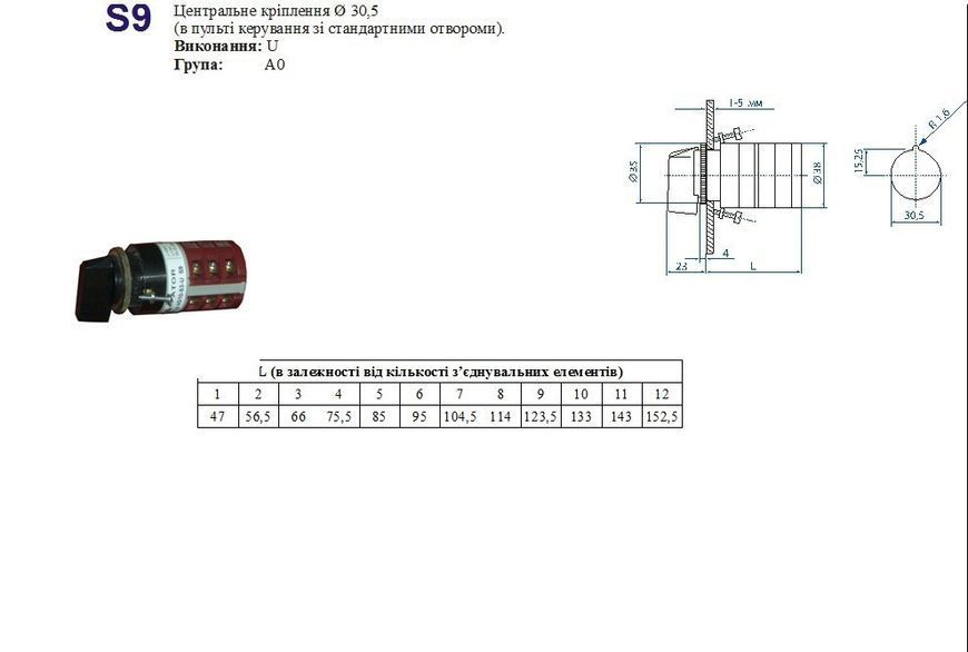 Перемикач кулачковий Apator 4G10-Б0101US9R014 Apator 4G10-Б0101US9R014 фото
