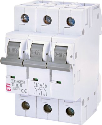 Автоматичний вимикач (Автомат) ETI ETIMAT 6 3p D 0,5А (6 kA) 2164501 2164501 фото