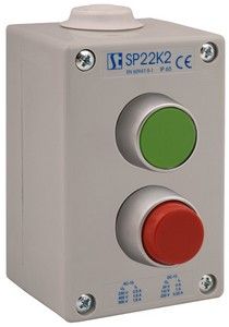 Пост управления 2 х кнопочный пыле-масло-водозащищенный с кнопкой KZ, WC I Spamel SP22K2/02-2 SP22K2/02-1 фото