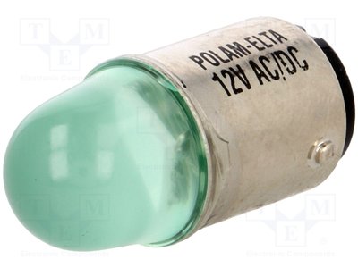 Панельний індикатор (лампочка) POLAM-ELTA LG BA15S Зелений LG-12V-AC/DC-BA15S фото