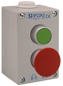 Пост управления 2 х кнопочный пыле-масло-водозащищенный с кнопкой KZ, DC I 2 сальника Spamel SP22K2/03-2 SP22K2/03-1 фото