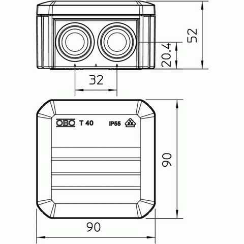 Купить Распределительная коробка OBO T40 2007045 90х90х52mm,IP65