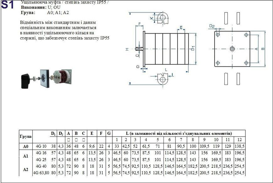 Перемикач кулачковый Apator 4G16-55US1R114 Apator 4G16-55US1R114 фото