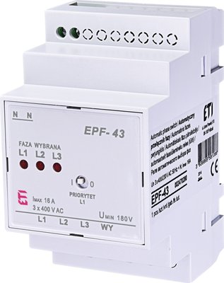 Реле автомат.ического выбора фаз ETI EPF-43 230/400V (180V AC) 2470280 2470280 фото