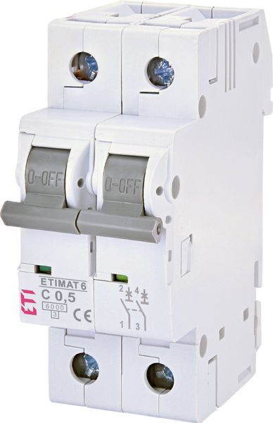 Автоматический выключатель ETI ETIMAT 6 2p С 0,5А (6 kA) 2143501 2143501 фото
