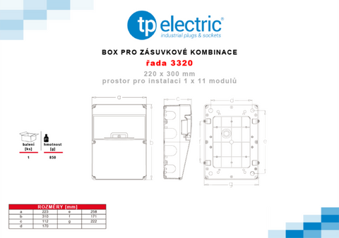 Купить Щит з розетками на 11 модулей 2 Х 220V +2 Х силовая 32А 3P+