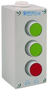 Пост управління 3-х кнопковий пиле-масло-водонепроникний з кнопками KZ, KZ, KC I 2 сальника M20 Spamel SP22K3/01-2 SP22K3/01-1 фото