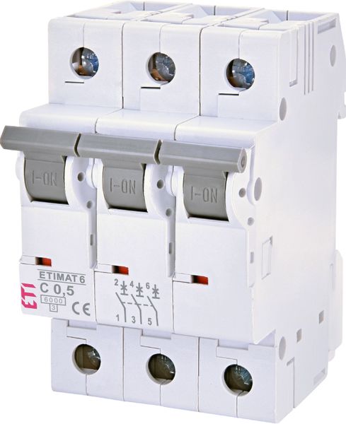 Автоматичний вимикач (Автомат) ETI ETIMAT 6 3p С 0,5А (6 kA) 2145501 2145501 фото