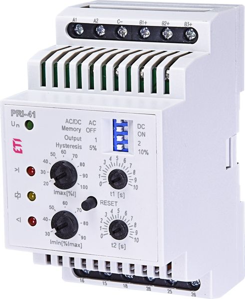 Реле контролю споживання струму ETI PRI-41 230V AC, 3 діапазона (2×16А) 2471601 2471601 фото