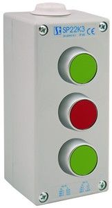 Пост управління 3-х кнопковий пиле-масло-водонепроникний з кнопками KZ, KC, KZ I 2 сальника M20 Spamel SP22K3/02-2 SP22K3/02-1 фото