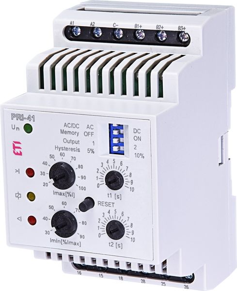 Реле контролю споживання струму ETI PRI-41 24V AC/DC, 3 діапазона (2×16А) 2471840 2471840 фото