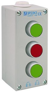 Пост управління 3-х кнопковий пиле-масло-водонепроникний з кнопками KZ, KC, KZ I 2 сальника M20 Spamel SP22K3/02-2 SP22K3/02-2 фото