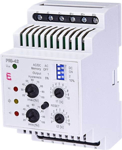 Реле контролю споживання струму ETI PRI-42 230V AC, 3 діапазона (2×16А) 2471602 2471602 фото