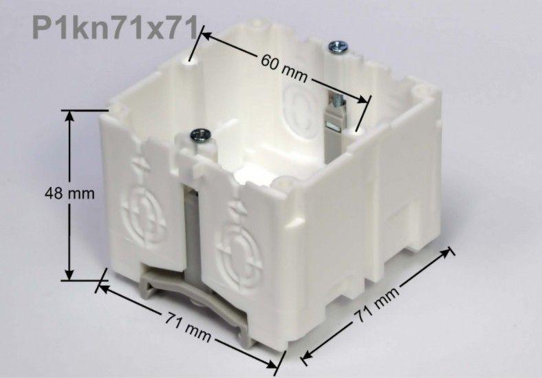 Коробка установочна 60 мм, 48 X 71 X 71 м, для монтажа на DIN рейку TS35 Simet P1kn71x71 36070206 P1kn71x71 фото