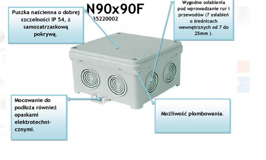 Распределительная коробка Simet N90x90F 98X98X60мм IP54 N90x90F фото