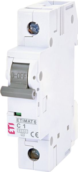 Автоматический выключатель ETI ETIMAT 6 1p С 1А (6 kA) 2141504 2141504 фото