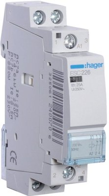 Модульний на DIN-рейку контактор Hager ESC226 , 220В/25А, 2НЗ, 1м ESC226 фото