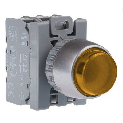 Кнопка выступление. подсветка Желтый 1NO AC (24V-230V), DC (24V-110V) Spamel SP22-WLG-10-LED.UNI/AC/DC SP22-WLG-10-LED.UNI/AC/DC фото