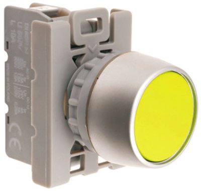Кнопка втайне BSP Желтый 1 NO кольцо никелированное Spamel SP22-AKG-10/. SP22-AKG-10 фото